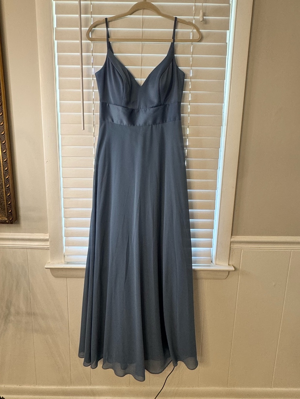 David's Bridal Blue Spaghetti-Strap Gown